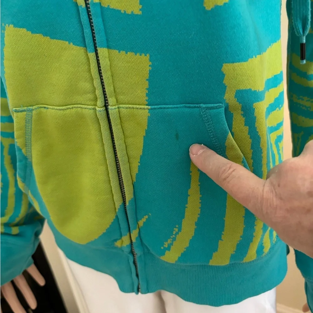 Vibrant Teal and Lime Green Hoodie - Picture 8 of 16
